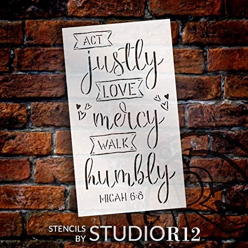 לפעול בצדק אהבה רחמים ללכת סטנסיל בהכנעה מאת Studior12 | עיצוב הבית של אמונה בתנך DIY | מיכה 6: 8 |